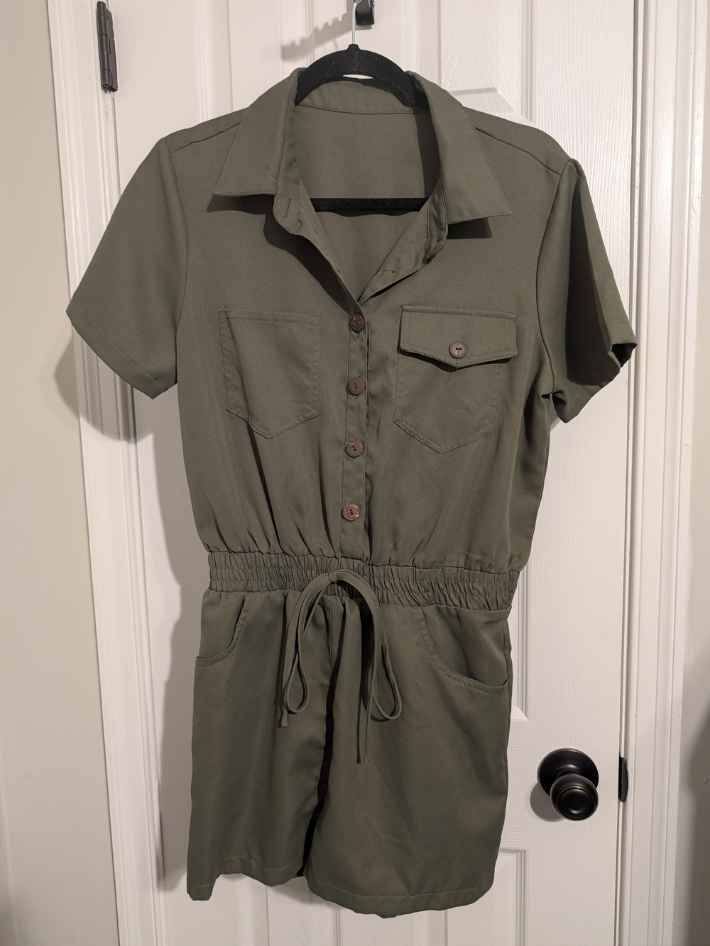 Olive Utility Short Sleeve Romper